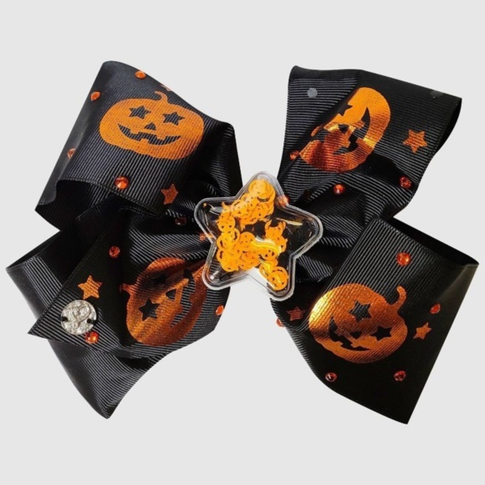 JoJo Siwa Halloween Pumpkin and Star Bow Hair Clip Black/Orange nwt